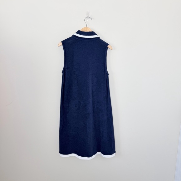 Atlantic-Pacific x Lake Pajamas Darcy Terry Cloth Button Front Shift Dress Navy - Picture 8 of 11